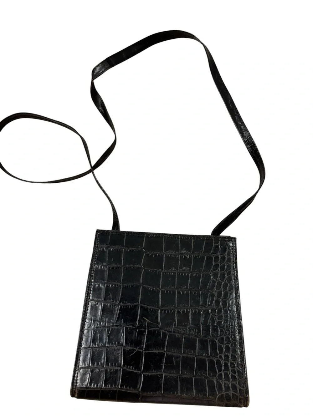 Vintage Maraolo Genuine Leather Crocodile-Embossed Shoulder Bag